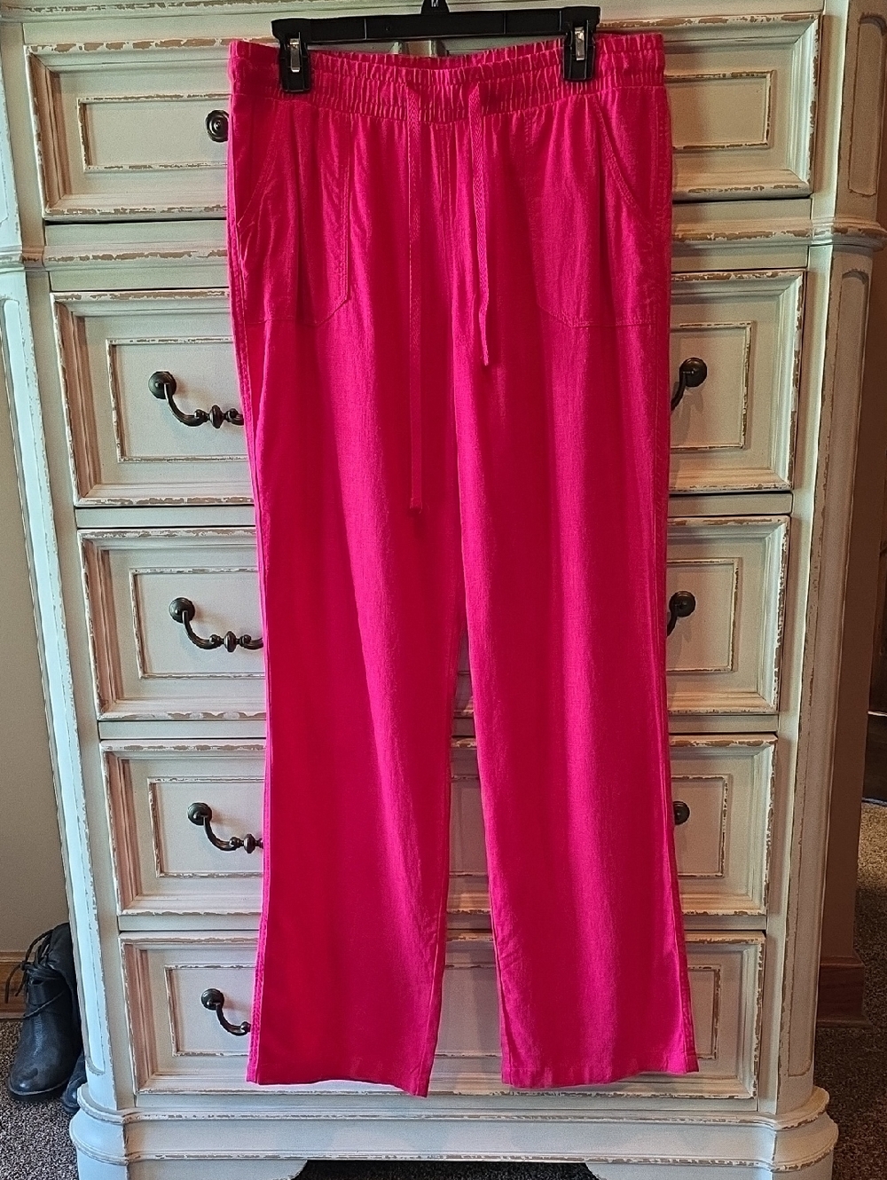 Cato Linen Bright Pink Drawstring Lounge Pants - Size M